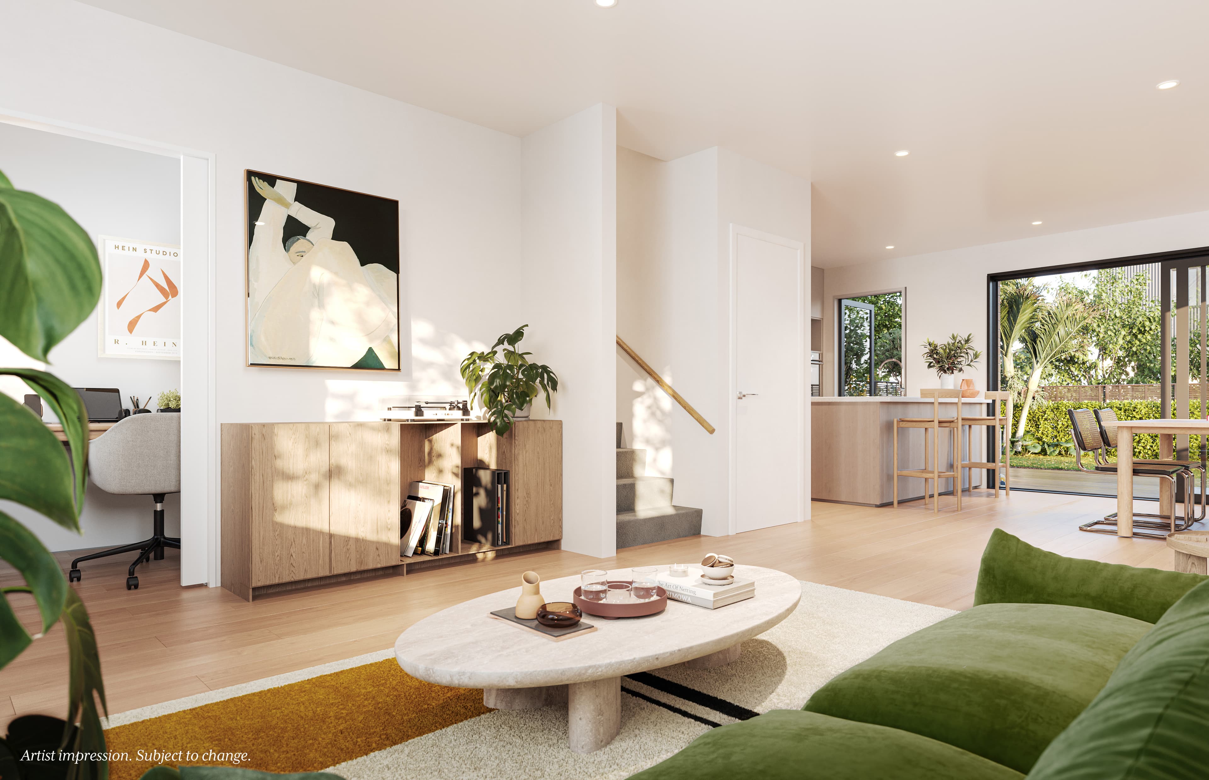 Living area — Wirihana home (render)