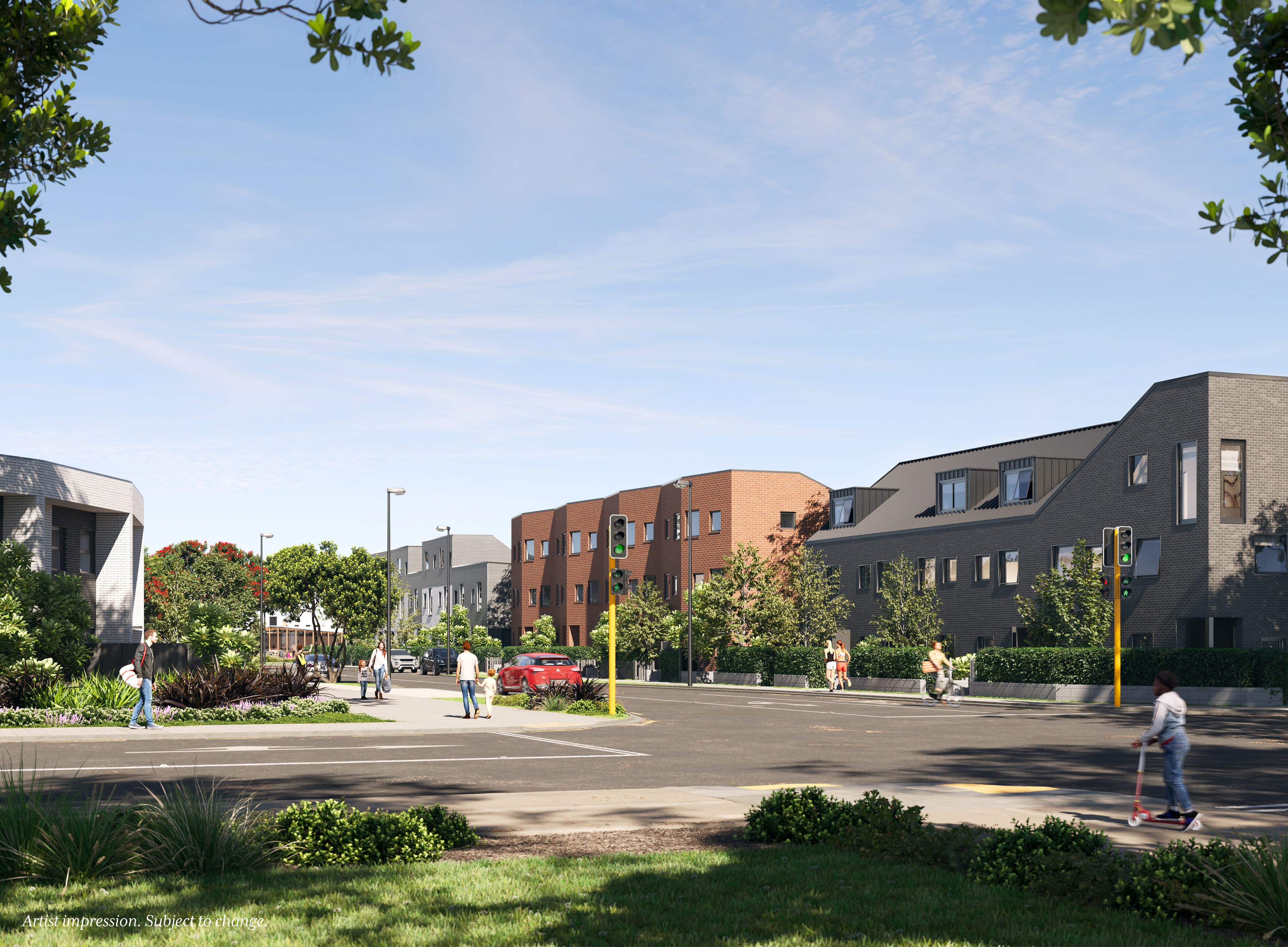 Artist's impression of the Wirihana entrance and stage 2 community.